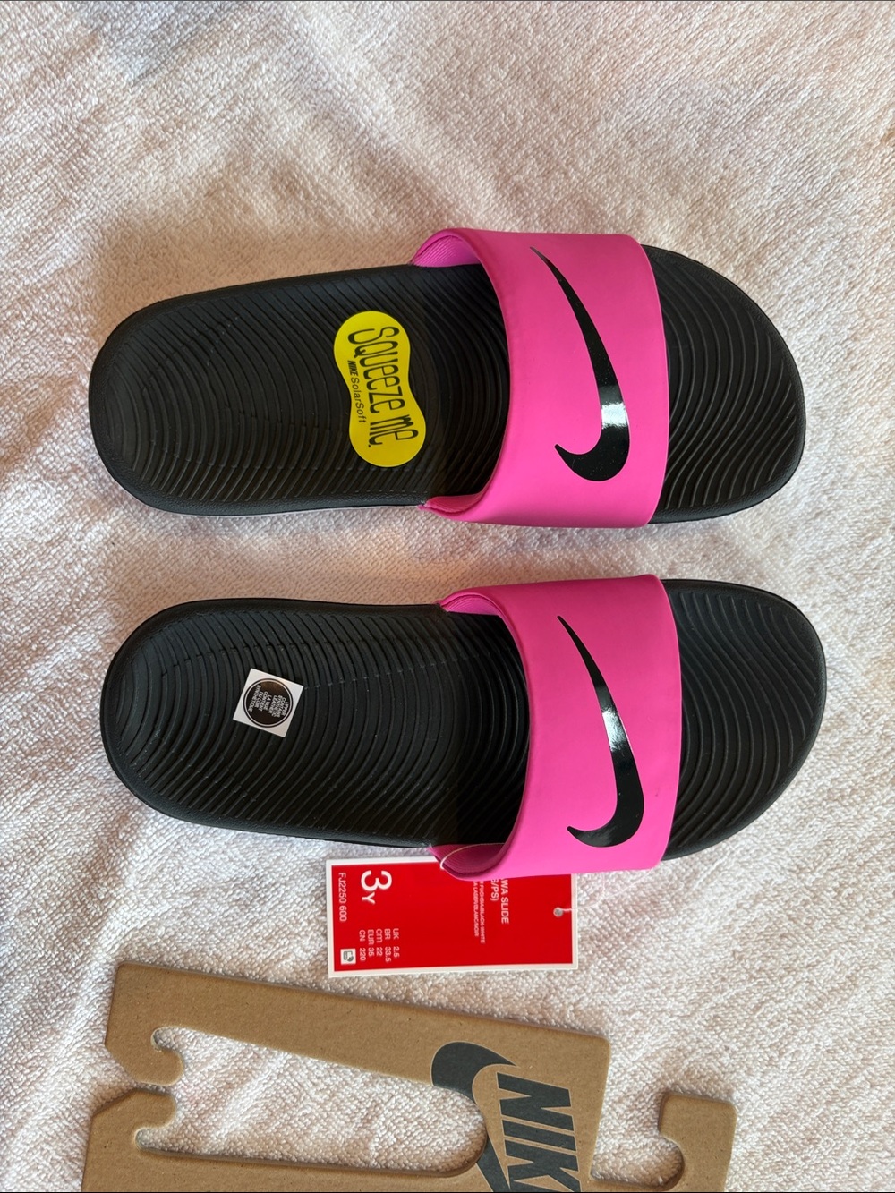 Nike Hot Pink and Black Slide Sandals